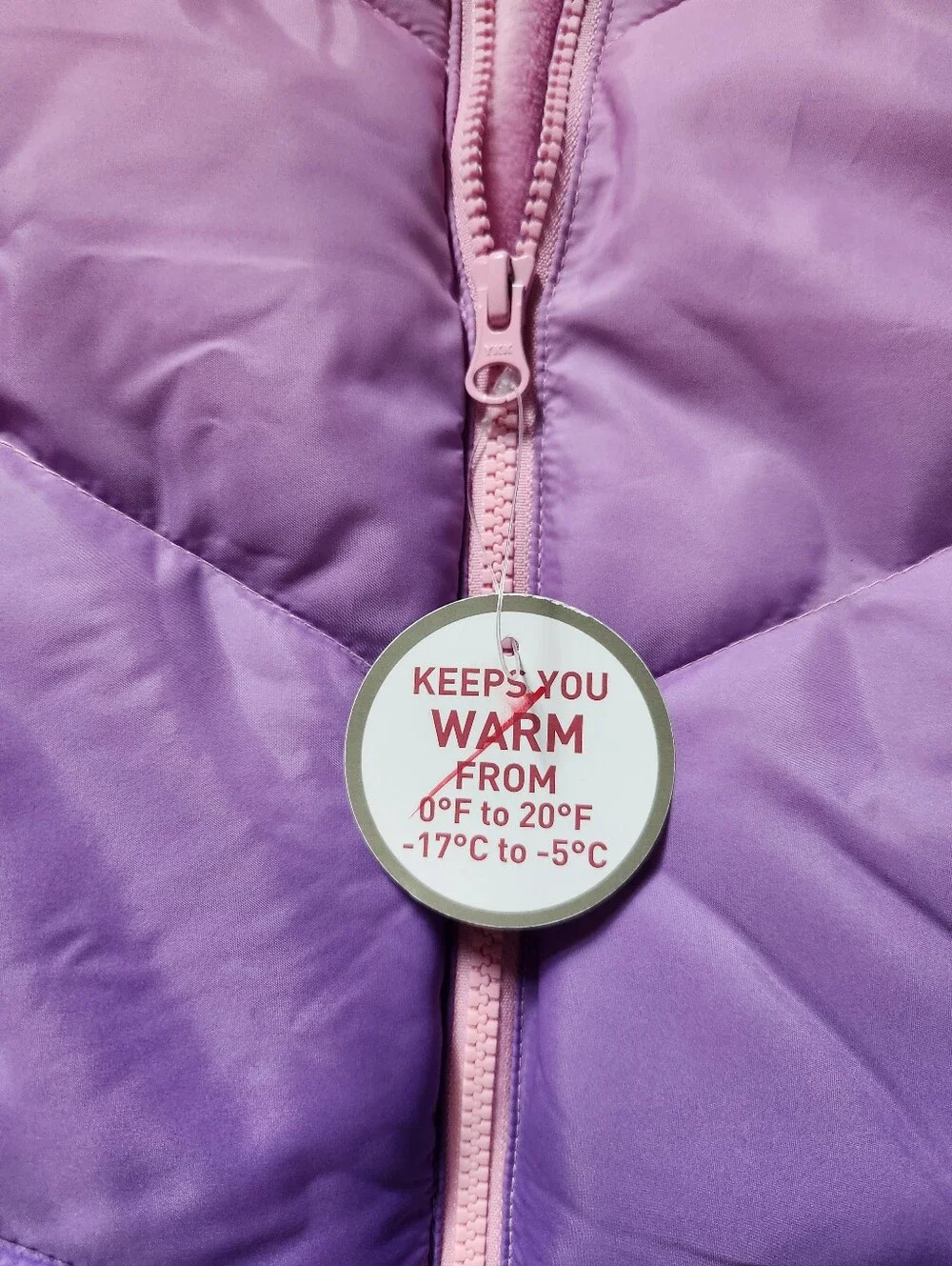 SwissTech Pink Purple Ombre Puffer Coat Girls Size XS 4/5 NWOT
